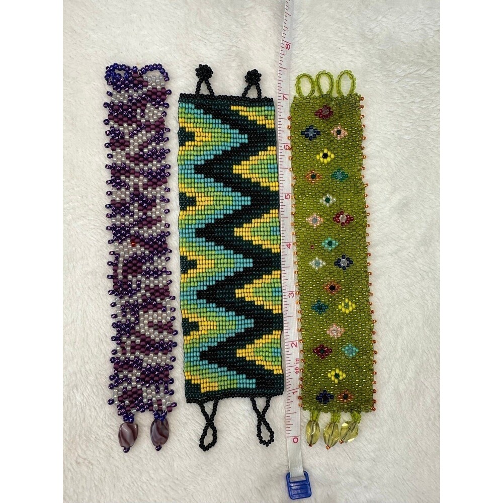 Hand beaded cuff bracelet bundle - Picture 3 of 4